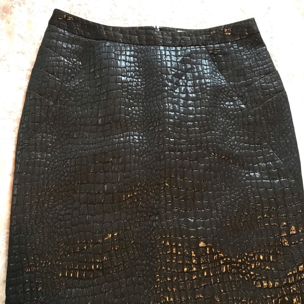Womens Black Snake Alligator Skin Pencil Skirt